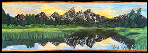 Teton Sunrise- An Original Carved Painting by Artist Kristyan WIlliams