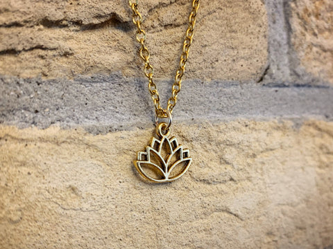 Gold Lotus Pendant Necklace